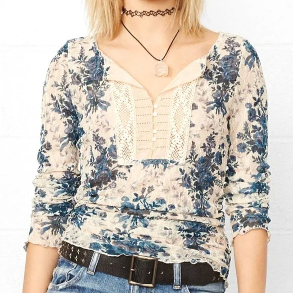 Denim & Supply Floral Lace Top XL Cottagecore Prairie‎ Ralph Lauren